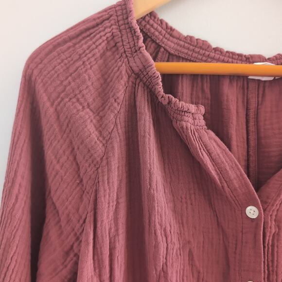 Gap Maternity Mauve Colored Gauze Lounge Jumpsuit Size Large - Picture 4 of 11